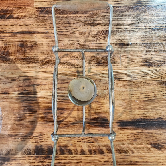 Vintage Fire King Gold & Aqua MCM Warmer 2 Qt Casserole Dish chafing w/ Stand - Picture 4 of 6